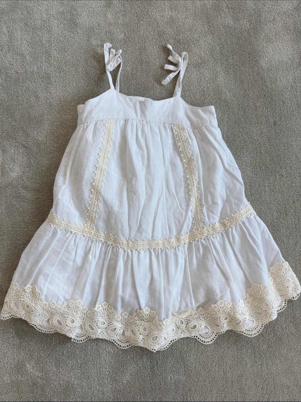 Janie and Jack White Dress with Cream Lace Trim, size 2T
